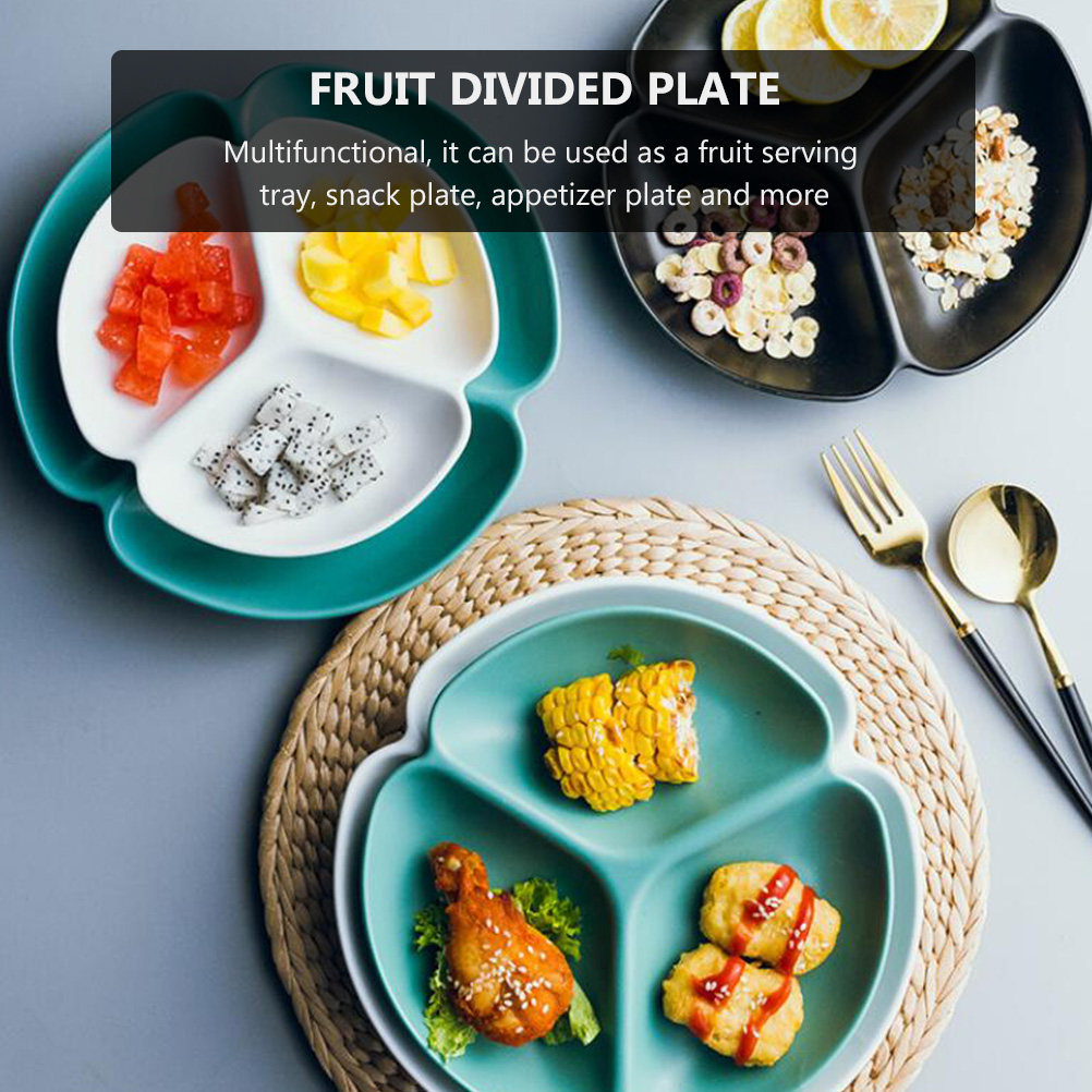 Food Snacks For Camping - 1Pcs Ceramic Divided Serving Plate 3-Section