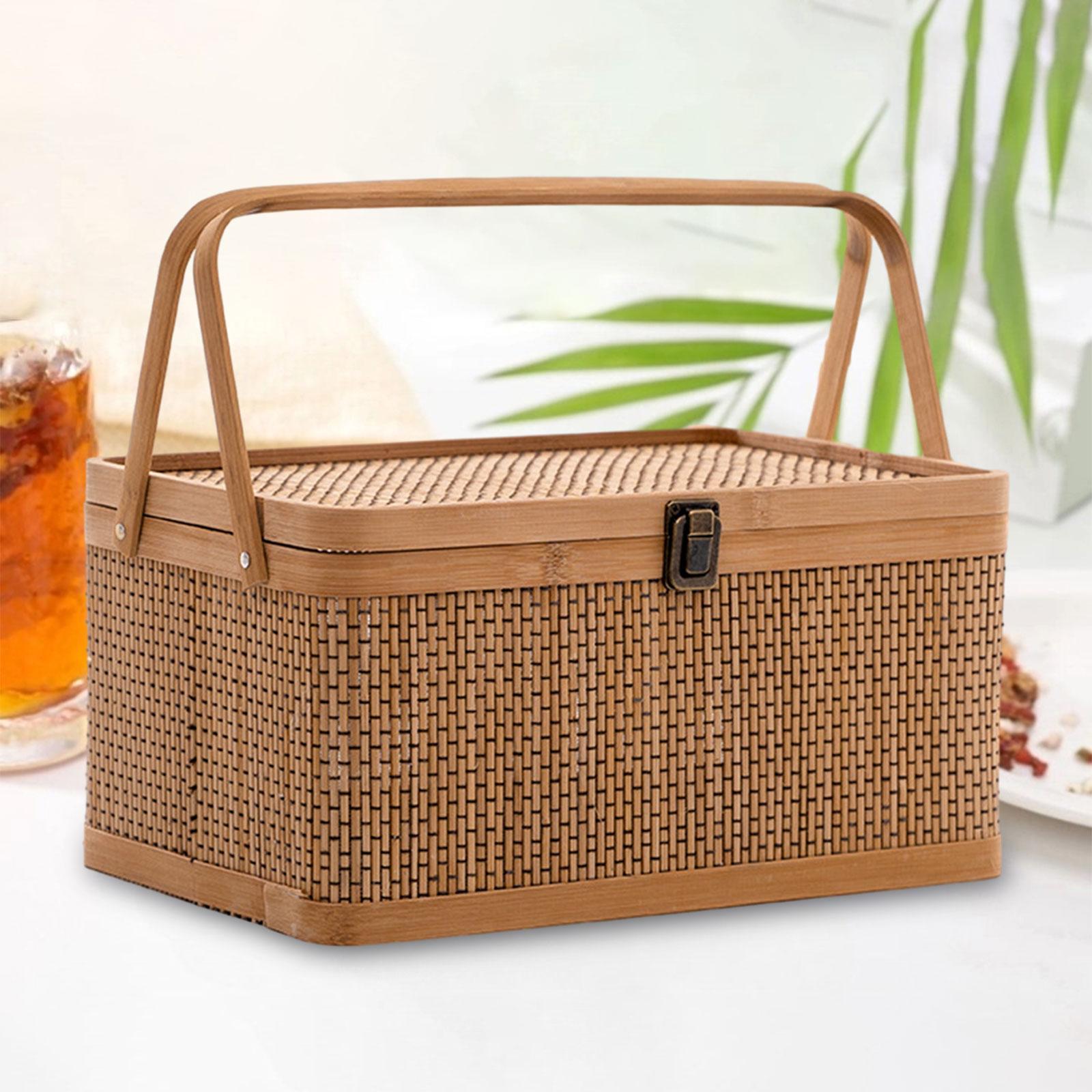 Handcrafted Bamboo Picnic Bask - Food Snacks Hamper 评论和价格