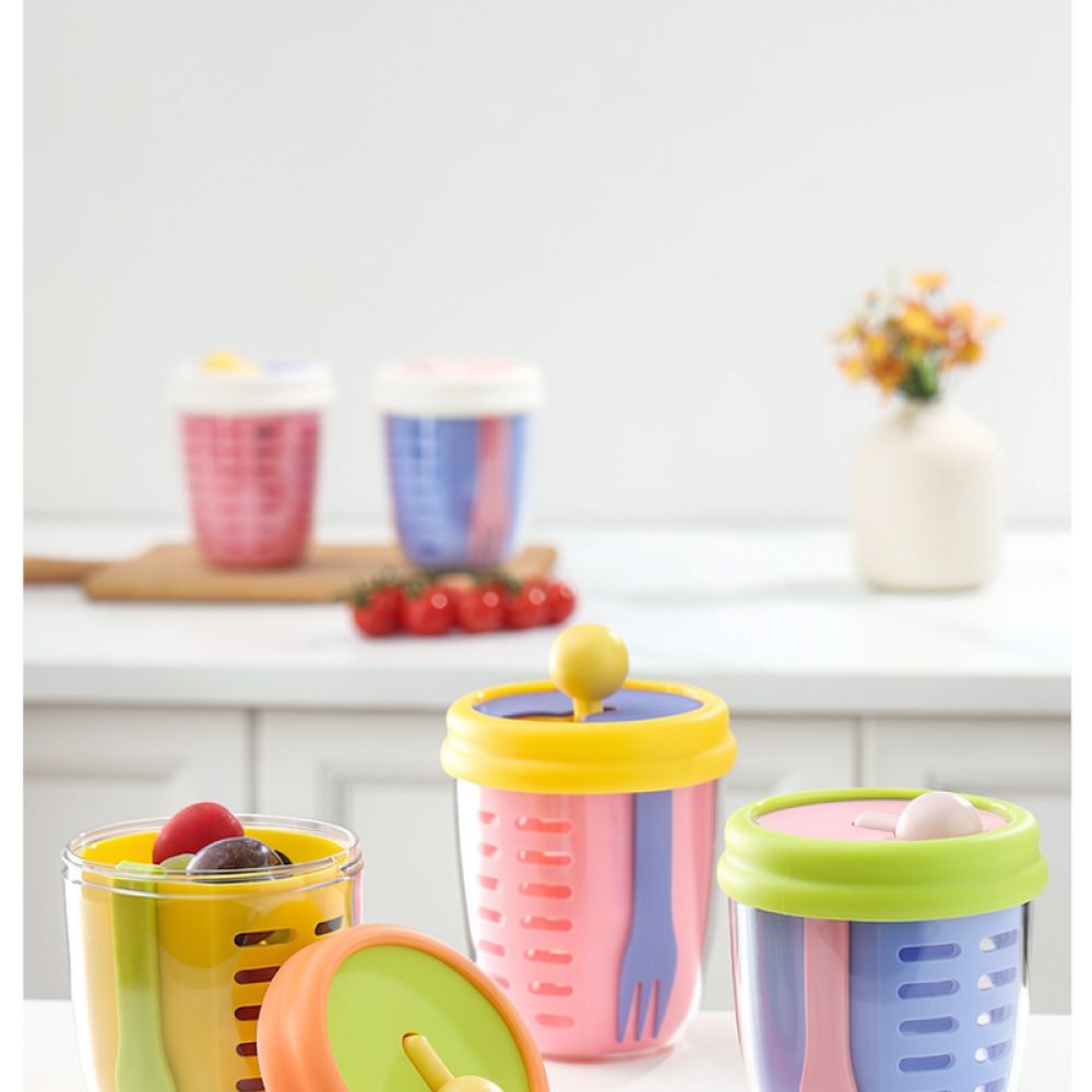 Reusable Double Tier Salad Cup - Food Snacks For Camping 评论和价格