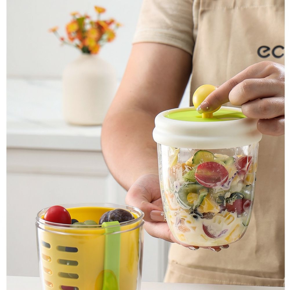 Reusable Double Tier Salad Cup - Food Snacks For Camping 评论和价格