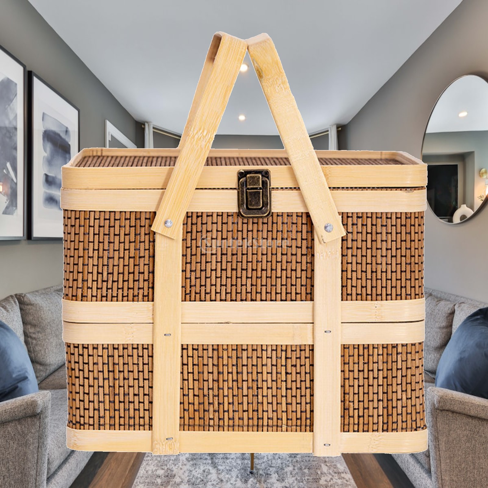 Woven Picnic Basket,Food Stora - Food Snacks Hamper 评论和价格
