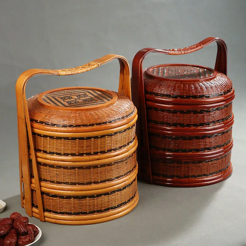 Bamboo Picnic Basket with Lid  - Food Snacks Hamper 评论和价格